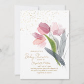 Roze Bloem Baby in Bloom Baby shower Kaart (Voorkant)