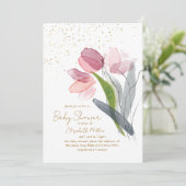 Roze Bloem Baby in Bloom Baby shower Kaart (Staand voorkant)