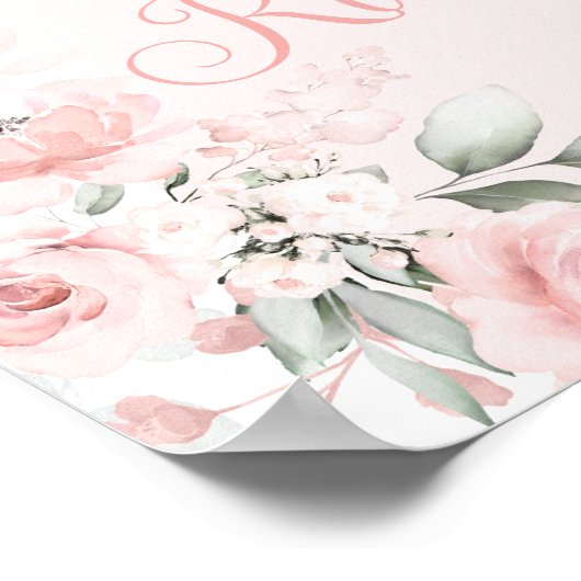 Roze bloem Baby Shower Meisje Spaanse Welkomstbord Poster (Hoek)