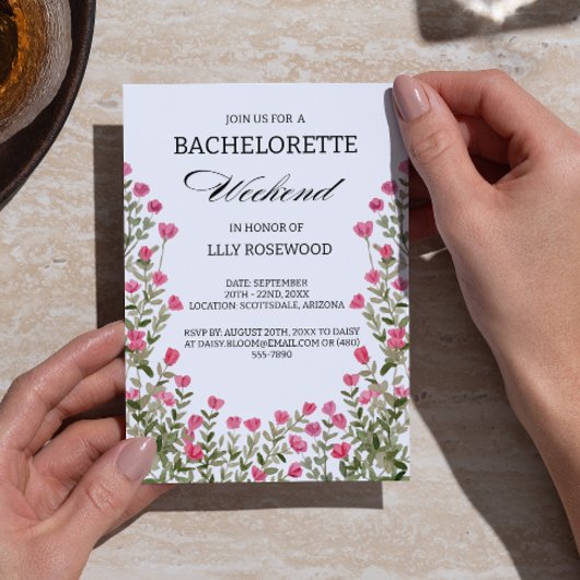 Roze Bloem Bachelorette Feest & Reisprogramma Kaart