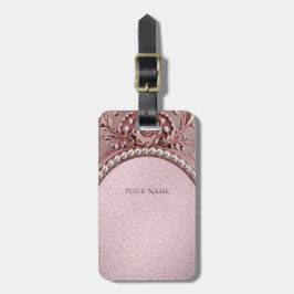Roze Bloem Bagage Label