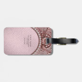 Roze Bloem Bagage Label (Achterkant horizontaal)
