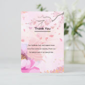roze bloem bedankkaart (Staand voorkant)
