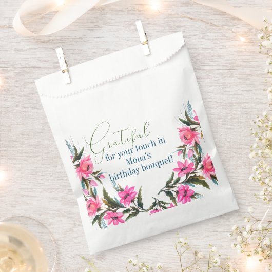 Roze bloem bedankzakje (Geknipt)