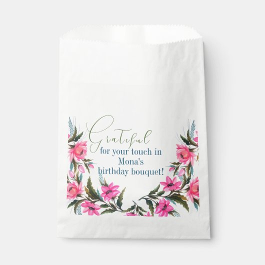 Roze bloem bedankzakje (Voorkant)