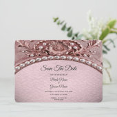 Roze Bloem Bewaar De Datum Save The Date (Staand voorkant)