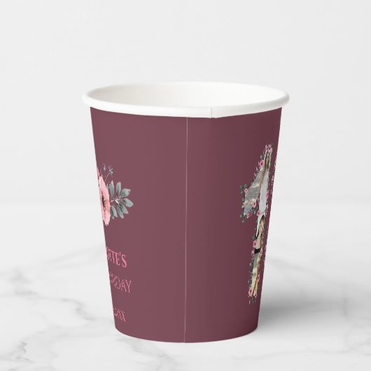 Roze bloem Big 18th Birthday Girl Foto Collage Papieren Bekers (Rechts)