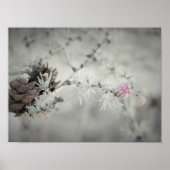 Roze bloem bij Larch Black en White Poster (Voorkant)