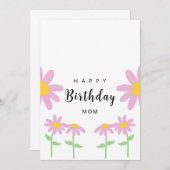 Roze bloem Birthday Kaart (Voorkant / Achterkant)