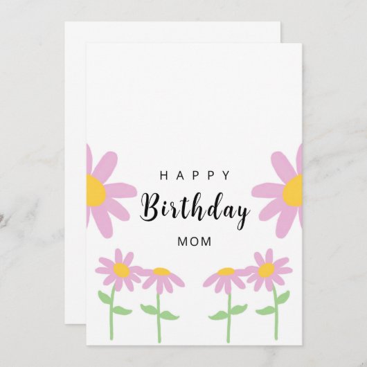 Roze bloem Birthday Kaart (Voorkant / Achterkant)