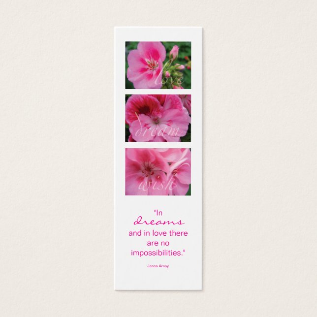 Roze Bloem Bladwijzer Gift Mini Visitekaartjes (Voorkant)