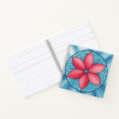 Roze bloem blauwe achtergrond notitieboek (Binnen)