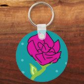 roze bloem blauwe achtergrond sleutelhanger (Voorkant)