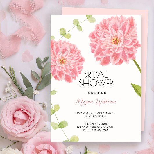 Roze bloem bloei bruidsshower kaart
