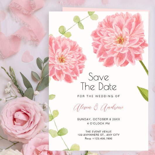 Roze bloem bloeiende bruiloft save the date