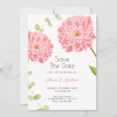 Roze bloem bloeiende bruiloft save the date (Voorkant)