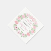 Roze bloem bloeit met leuke boog baby meisje douch servet (Hoek)