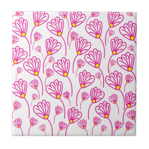 Roze Bloem Bloemen Bloemmotief Tegeltje