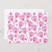 Roze Bloem Bloemen Briefkaart (Voorkant / Achterkant)