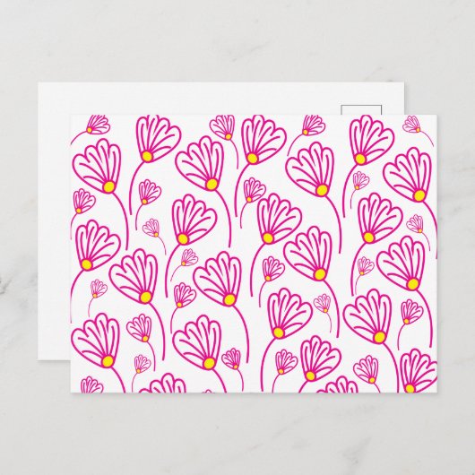 Roze Bloem Bloemen Briefkaart (Voorkant / Achterkant)