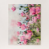 Roze Bloem Bloemen Waterverf Artistiek Legpuzzel (Verticaal)