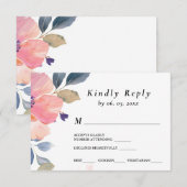 Roze Bloem Bloemen Waterverf Bruiloft Maaltijd keu RSVP Kaartje (Voorkant / Achterkant)