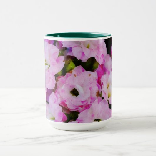 Roze Bloem Bloemen Waterverf Kunst Mok Cup (Midden)