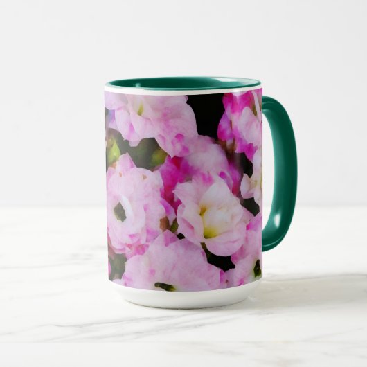 Roze Bloem Bloemen Waterverf Kunst Mok Cup (Voorkant rechts)