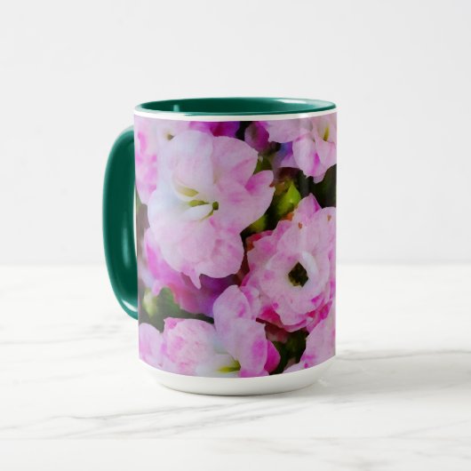 Roze Bloem Bloemen Waterverf Kunst Mok Cup (Voorkant links)