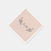 Roze Bloem Boeket Blad Monogram Bruiloft Servet (Hoek)