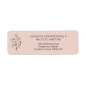 Roze Bloem Boeket Bloemen Bruiloft Etiket (Voorkant)