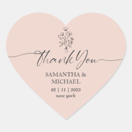 Roze Bloem Boeket Handtekening Bruiloft Dank u Hart Sticker