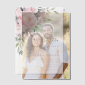Roze Bloem Boeket Nuestra Boda Spaanse Bruiloft Vellum Uitnodigingen (Offset (Koppel))