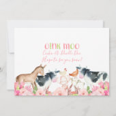 Roze bloem boerderij foto verjaardagsuitnodiging kaart (Achterkant)