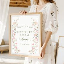 Roze Bloem Boho Bruidsfeest Welkomstbord