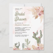 Roze bloem Boho Pampas Cactus Bruiloft Feest Kaart (Voorkant)