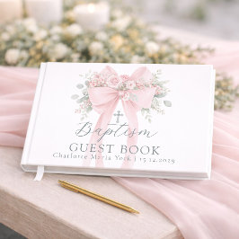 Roze bloem Boog Baby meisje Doop Gastenboek