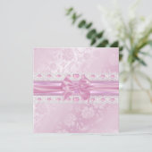 Roze Bloem & Boog Sweet 16 Uitnodigen Kaart (Staand voorkant)