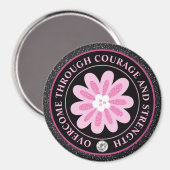 Roze Bloem Borstkanker Bewustzijnsontwerp Magneet (Voorkant / Achterkant)