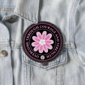 Roze Bloem Borstkanker Bewustzijnsontwerp Ronde Button 4,0 Cm (In situ)