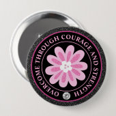 Roze Bloem Borstkanker Bewustzijnsontwerp Ronde Button 4,0 Cm (Voorkant /achterkant)