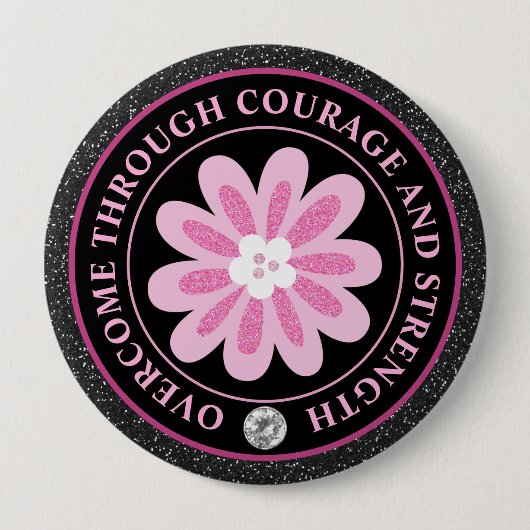 Roze Bloem Borstkanker Bewustzijnsontwerp Ronde Button 4,0 Cm (Voorkant)