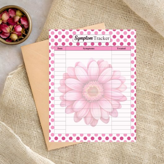 Roze Bloem Borstkanker Symptoom Tracker Notitieblok