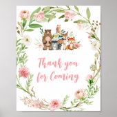 Roze bloem bos Dank je dat je gekomen bent bord Poster (Voorkant)