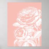 roze bloem botanisch poster (Voorkant)