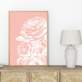  roze bloem  botanisch poster