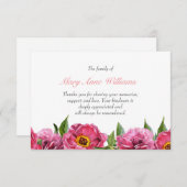  roze bloem botanische begrafenis bedankt (Voorkant / Achterkant)