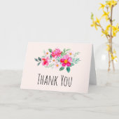 roze bloem Bouquet bedankt Kaart (Gele Bloem)