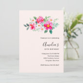  roze bloem Bouquet Birthday Kaart (Staand voorkant)