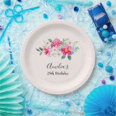  roze bloem Bouquet Birthday Papieren Bordje (Feest)